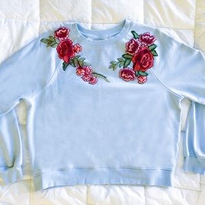 Periwinkle Rose Embroidered Everyday Crewneck